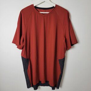 Lululemon Men’s Size M Fast & Free Short Sleeve Rust Gray Colorblock Shi…